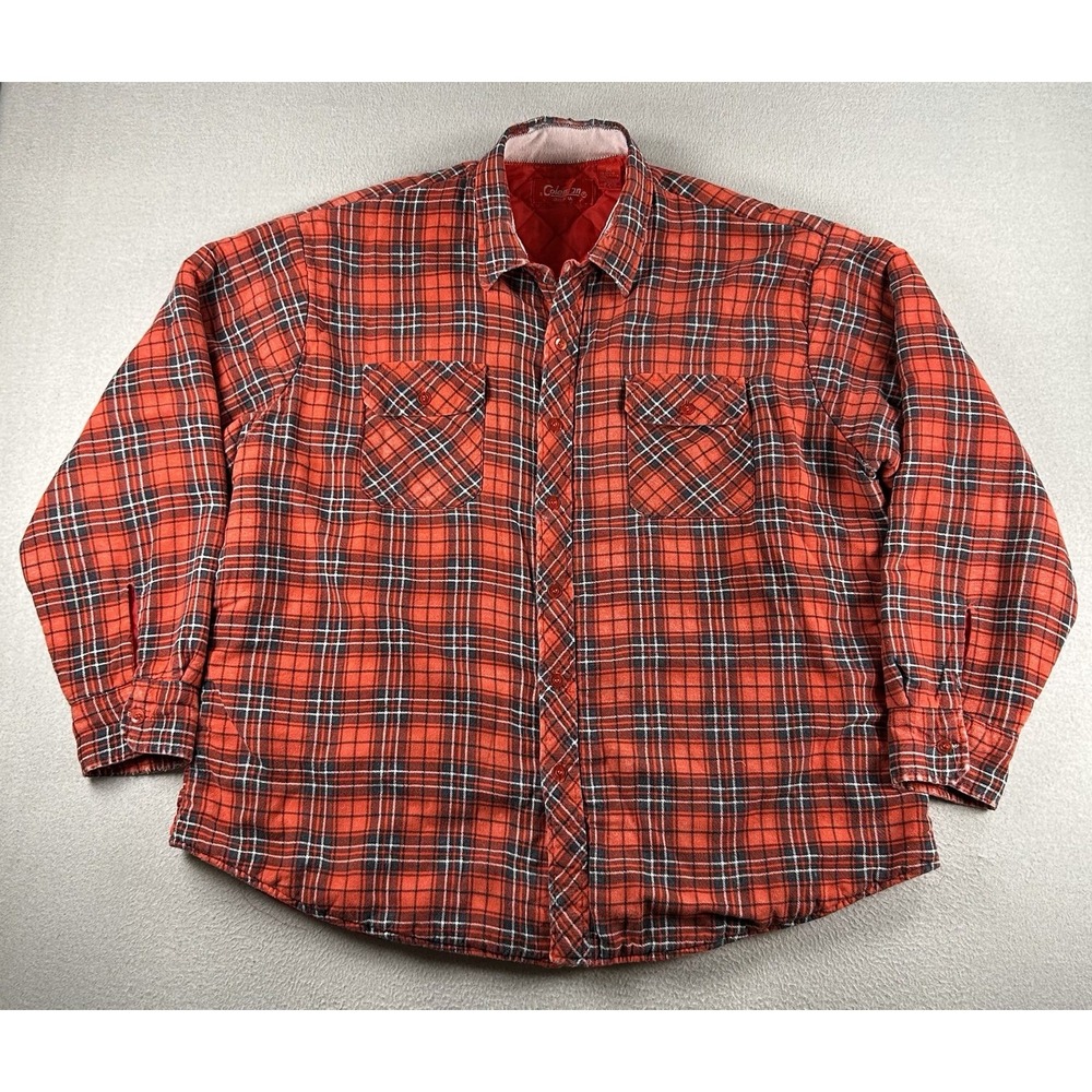 Coleman Big Man Plaid Long Sleeve Flannel Button Up Jacket Lined Mens Size 2Xl